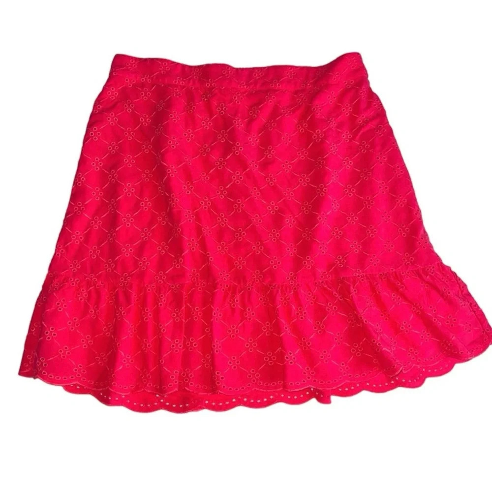 LOFT Petites Coral Eyelet Flutter Skirt 10P